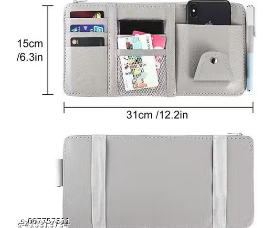 Car Sun Visor Organizer Auto Interior Accessories Pocket, Sunglasses Holder Car Truck Visor Storage Pouch for Cards, Pens and Document (Grey)
